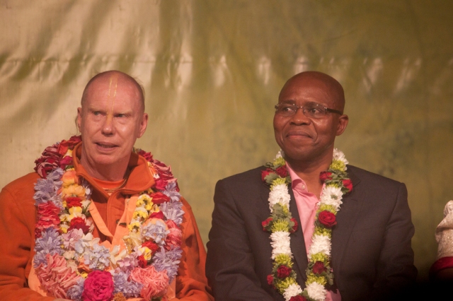 Former Robben Island prisoner Mr Sfiso Buthelezi and His Holiness Bhakti Caitanya Swami